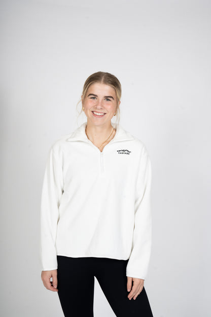 Cascade Horizon Half-Zip Fleece in White — front view
