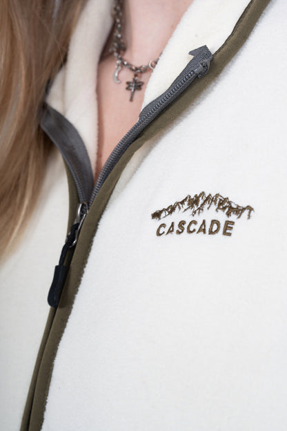 Cascade Horizon Half-Zip Fleece in Vanilla Bean — garment detail