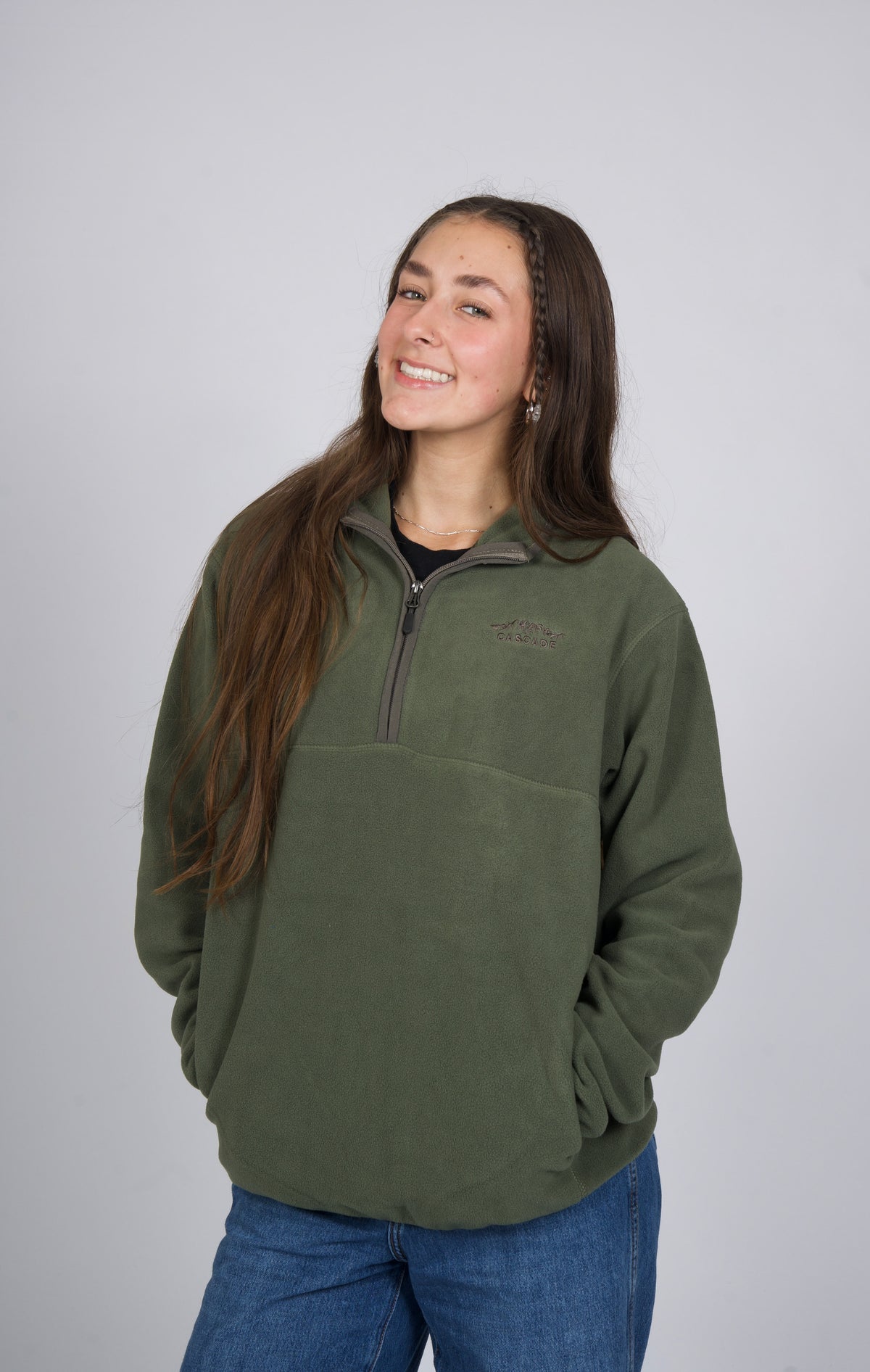 Cascade Horizon Half-Zip Fleece in Deep Forest Green — alternate view