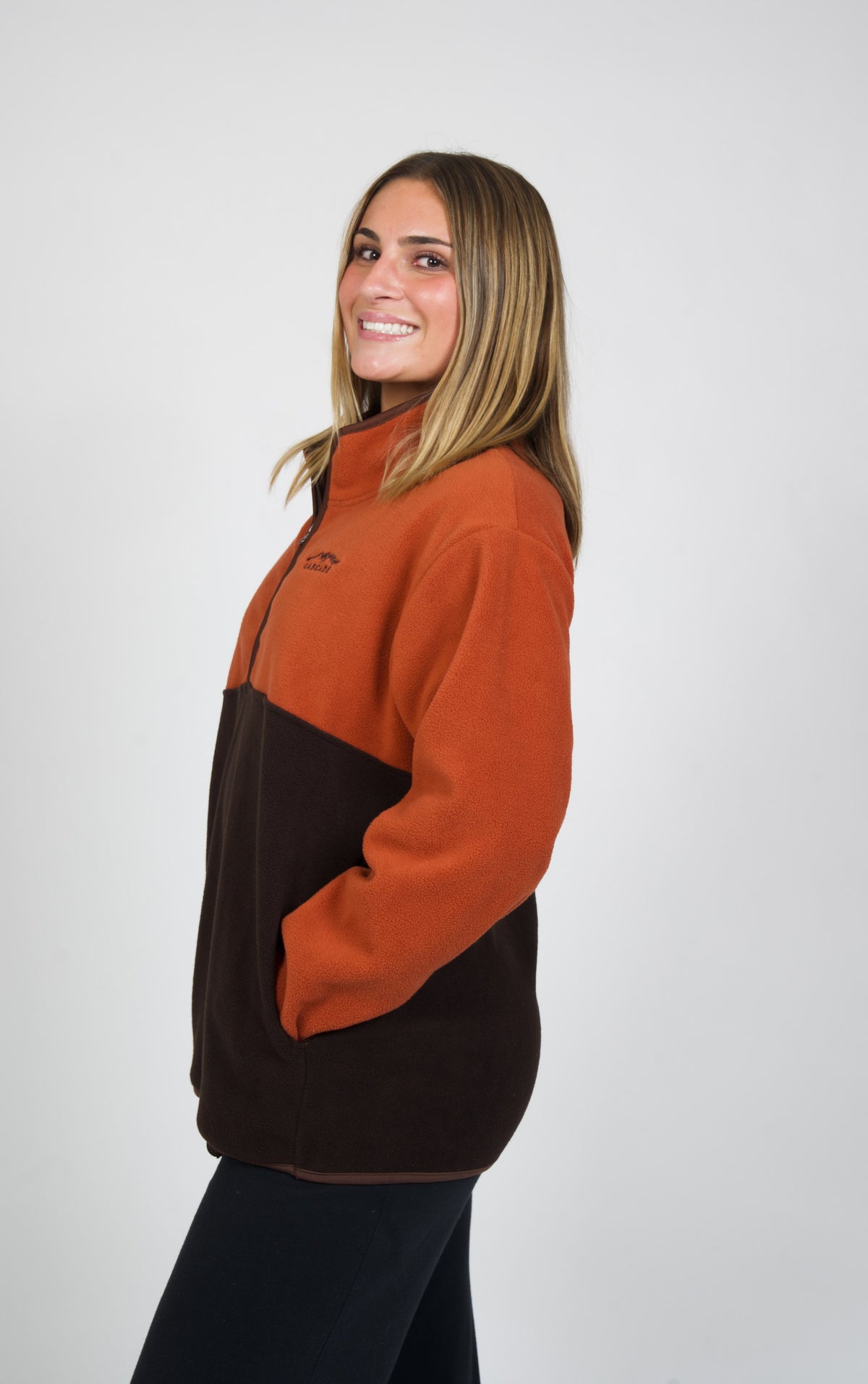 Cascade Horizon Half-Zip Fleece in Brown Sugar — alternate view