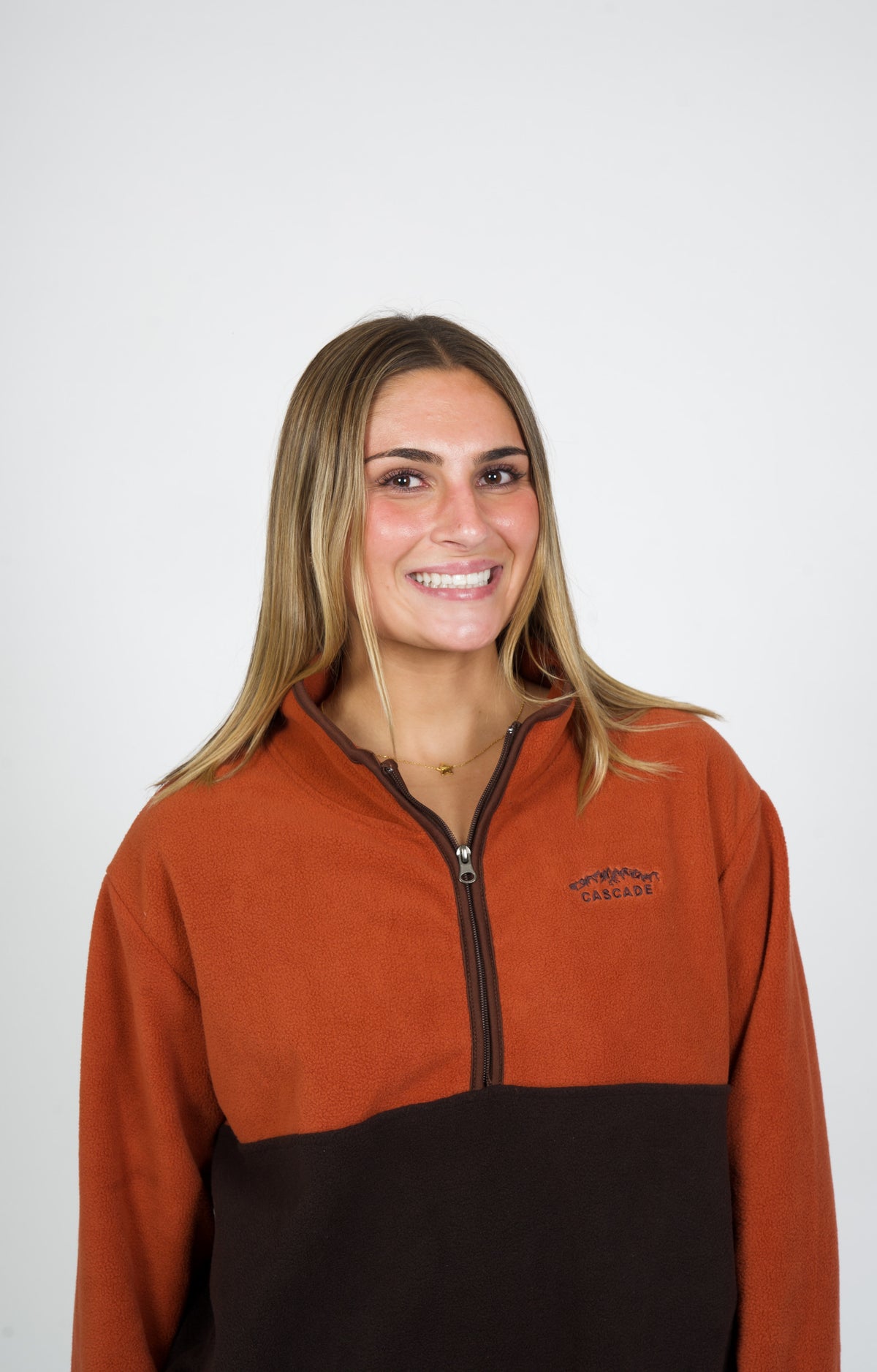 Cascade Horizon Half-Zip Fleece in Brown Sugar — front view