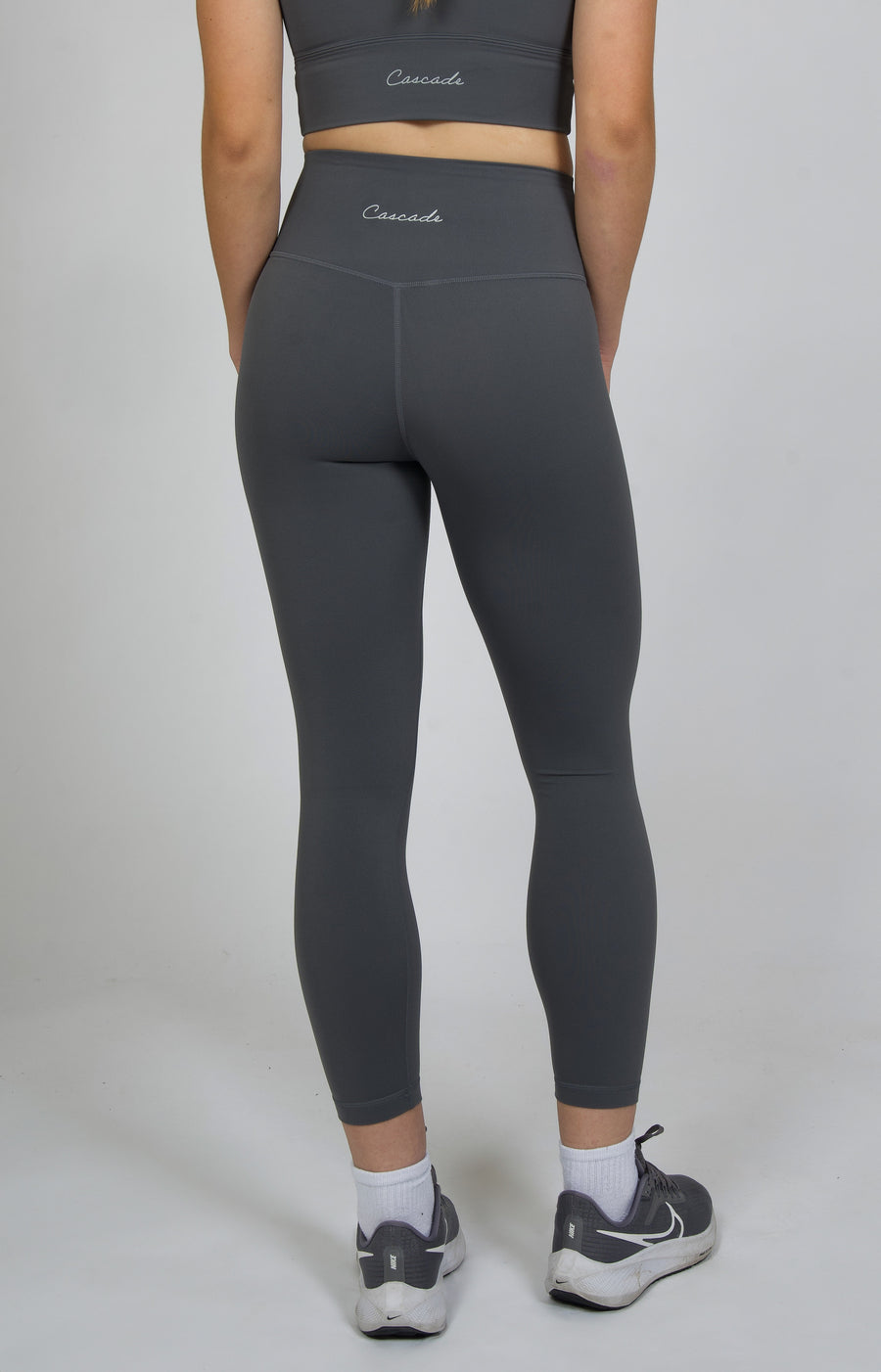 Cascade High-Rise Ascend Legging in Storm Grey — back view