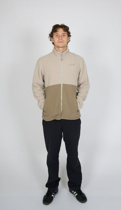 Cascade Horizon Half-Zip Fleece in Tan — full outfit on model