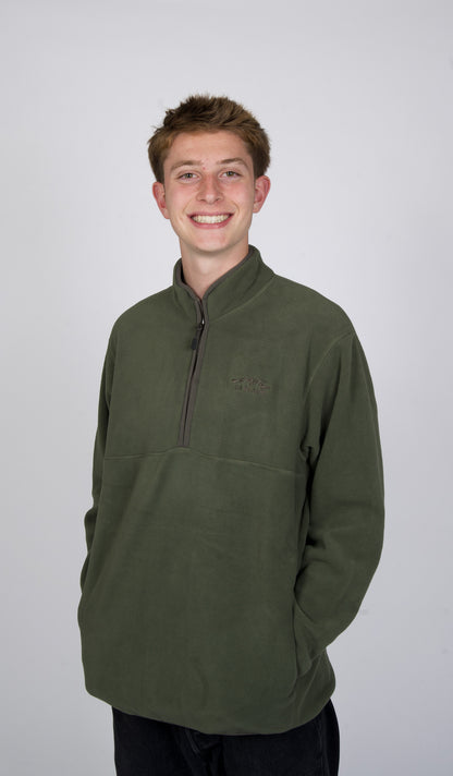 Cascade Horizon Half-Zip Fleece in Deep Forest Green — front view