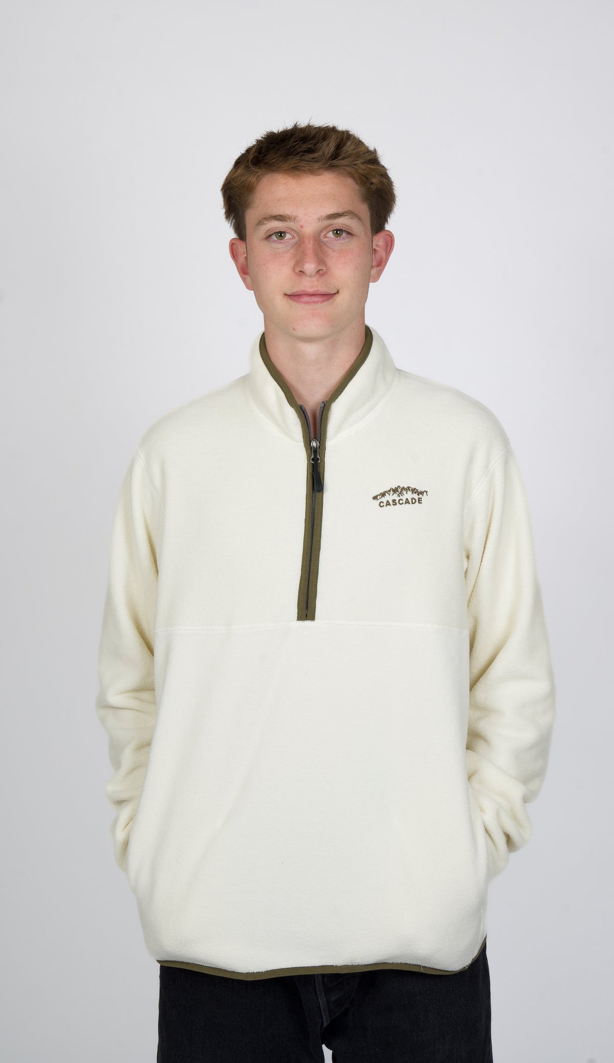 Cascade Horizon Half-Zip Fleece in Vanilla Bean — front view