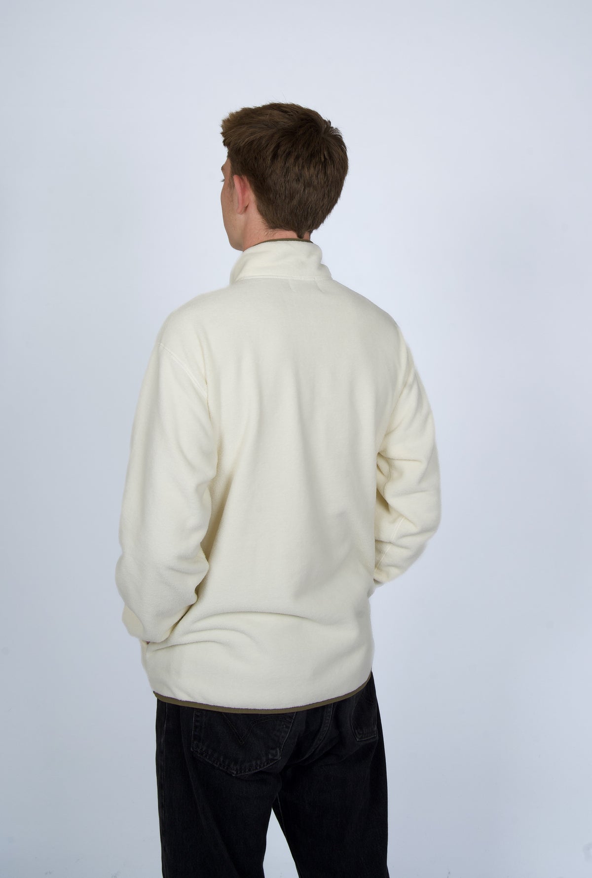 Cascade Horizon Half-Zip Fleece in Vanilla Bean — back view